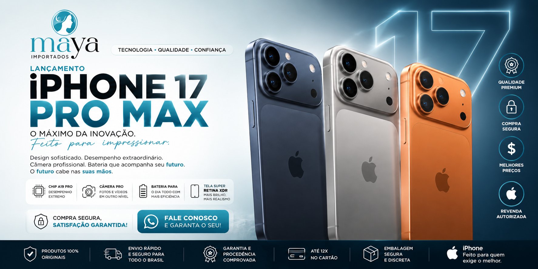 Lançamento iPhone 17 Pro Max — Maya Importados